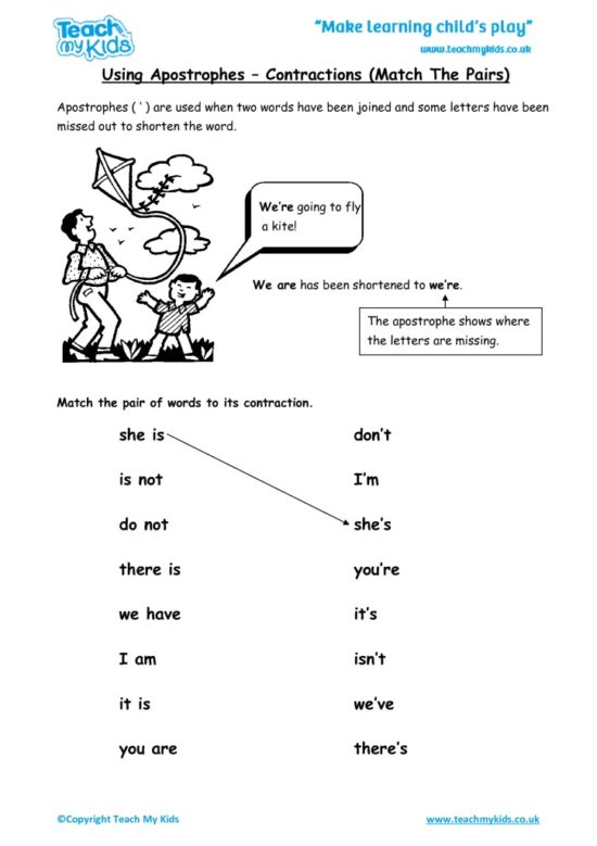 Apostrophes For Contraction And Possession Ks2 Worksheet